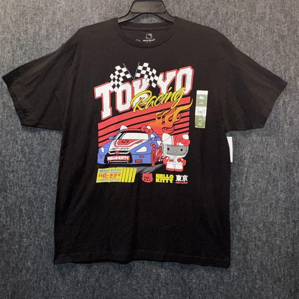 Sanrio Hello Kitty And Friends Mens Tokyo Speed Race Kawaii T-Shirt XLarge Black